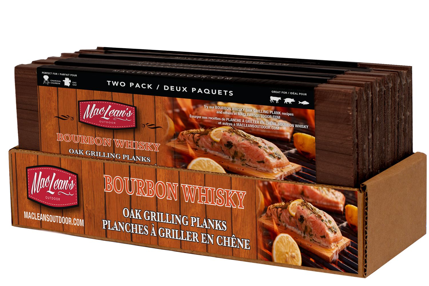 two pack cedar grilling plank on display