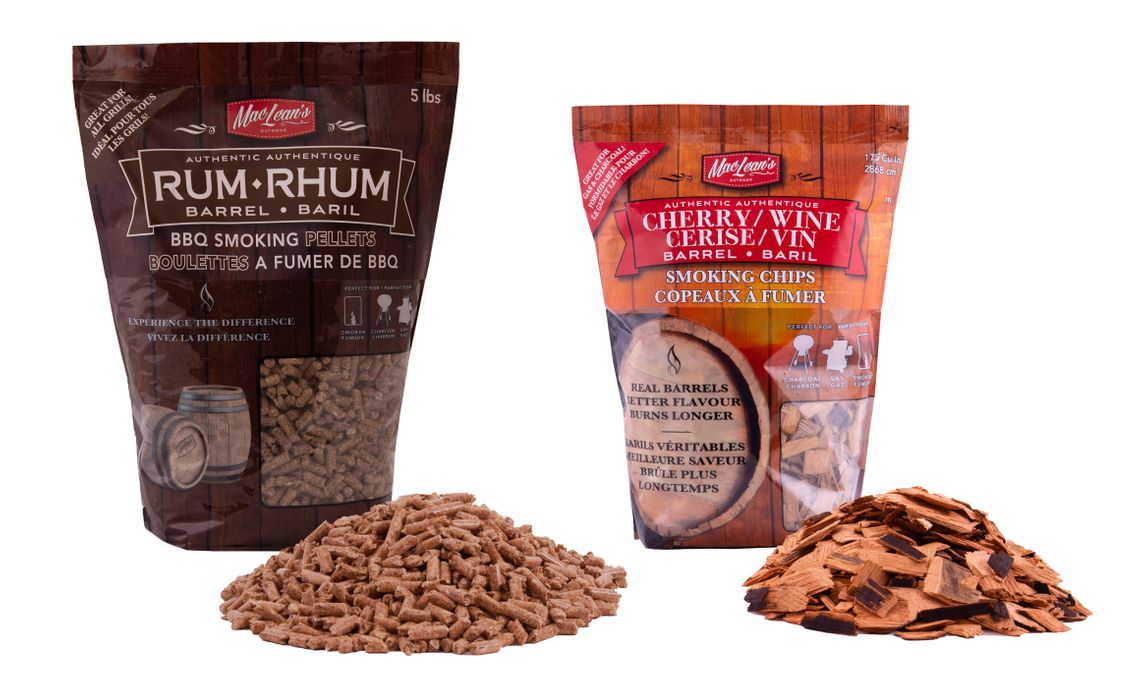 bag of rum pellets and cherry wine chips with interior product displayed