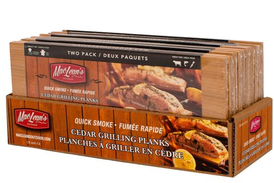 two pack cedar grilling plank on display