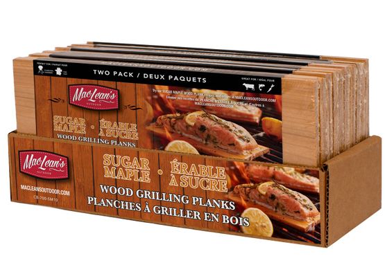 two pack sugar maple grilling planks in display box